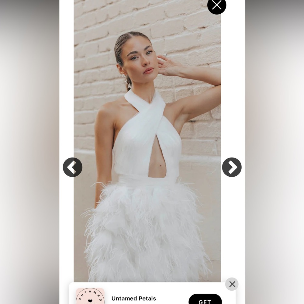 UNTAMED PETALS BY AMANDA JUDGE White Feather Dress
